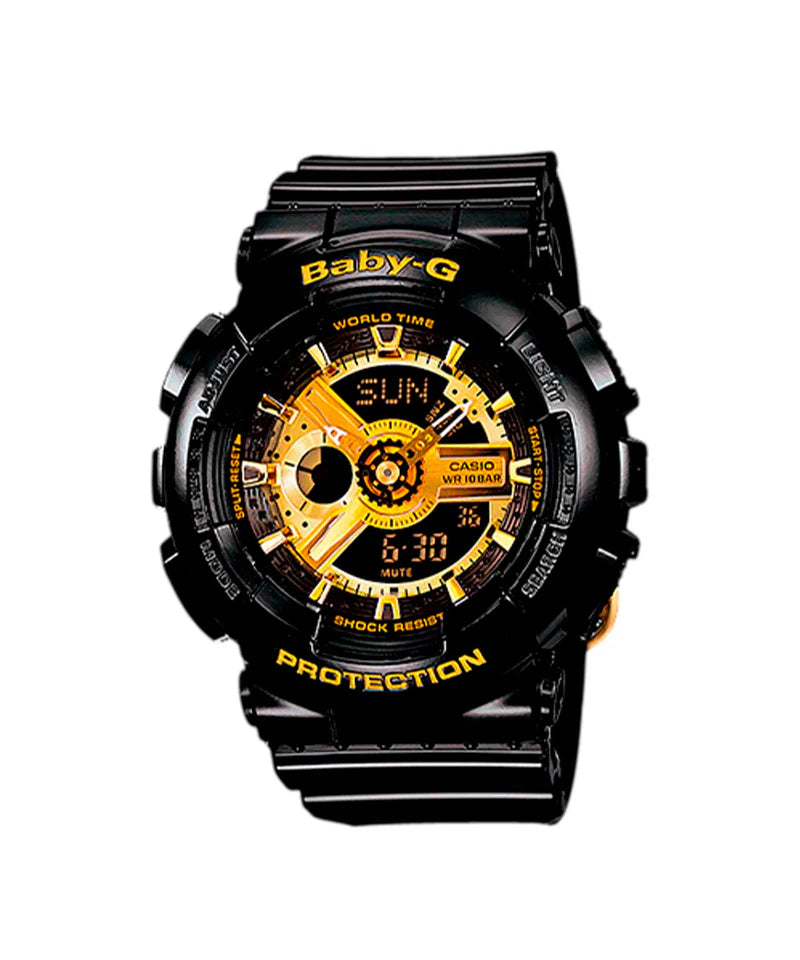 RELOJ BABY-G ANALOGO DIGITAL BLACK & GOLD - BA-110-1ADR
