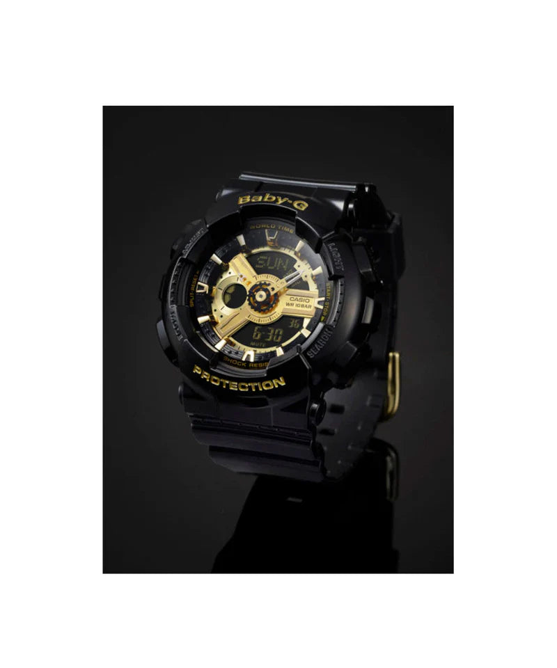 RELOJ BABY-G ANALOGO DIGITAL BLACK & GOLD - BA-110-1ADR